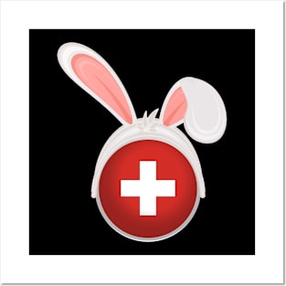 happy easter Switzerland bunny ears flag cute designs Posters and Art